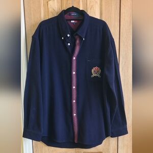 Tommy Hilfiger Dark Blue Button Down Shirt with Crest